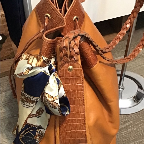 Auth Fendi Leather Croc Drawstring Hobo Bag XL - Picture 2 of 16